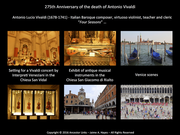 275th Anniversary of the death of Antonio Vivaldi - Italian Baroque composer