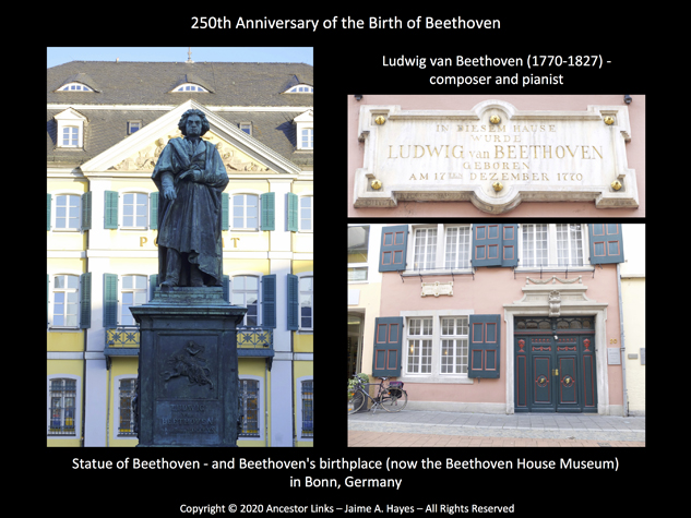 250th Anniversary of the Birth of Ludwig van Beethoven (born 1770)