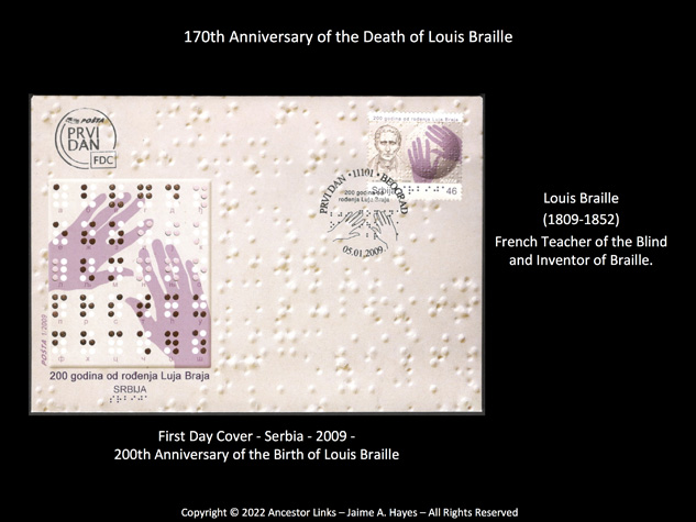 170th Anniversary of the Death of Louis Braille