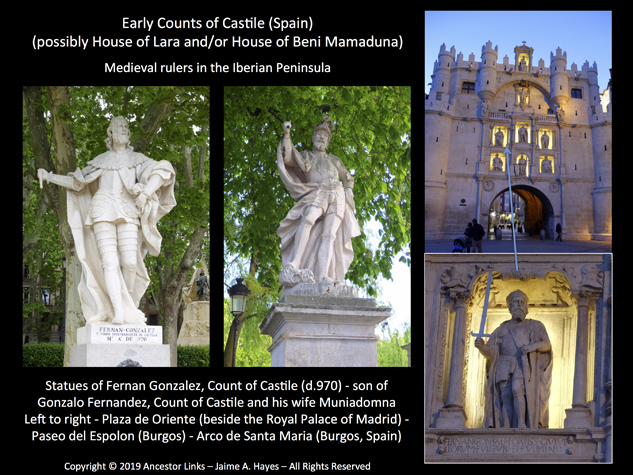 Statues of Fernan Gonzalez, Count of Castile (d.970) in Madrid & Burgos