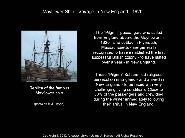Mayflower Voyage to New England - 1620