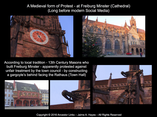 Medieval Protest using a Gargoyle at Freiburg Minster (Cathedral)