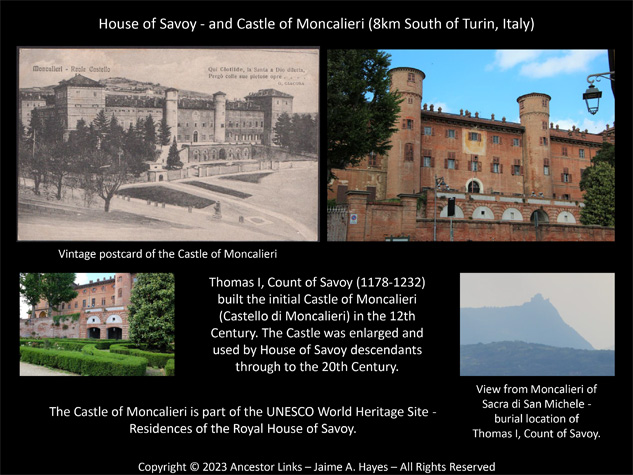 House of Savoy - and Castle of Moncalieri