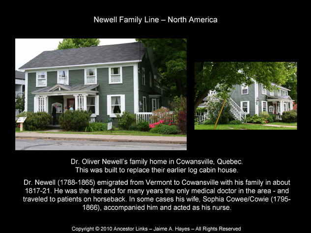 Dr Oliver Newell's House in Cowansville, Que