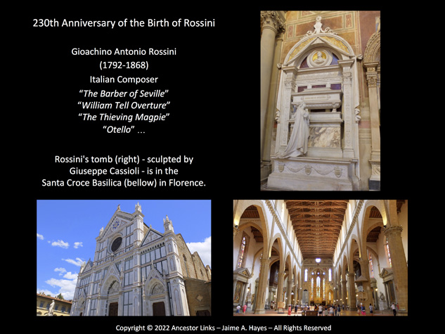 230th Anniversary of the Birth of Rossini