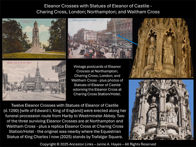 Eleanor Crosses with Statues of Eleanor of Castile