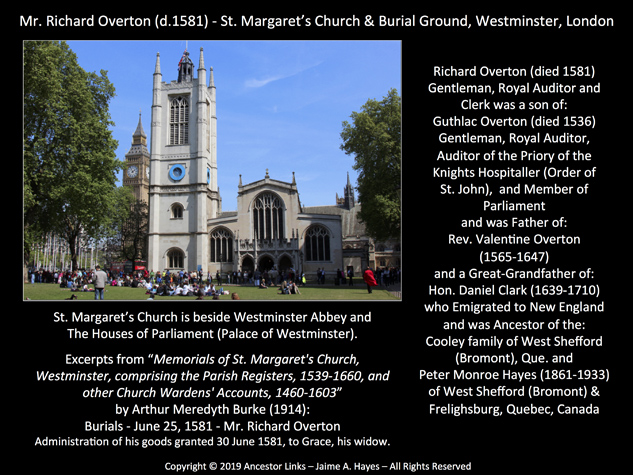 Richard Overton (d.1581) - St. Margaret’s Church & Burial Ground, Westminster, London