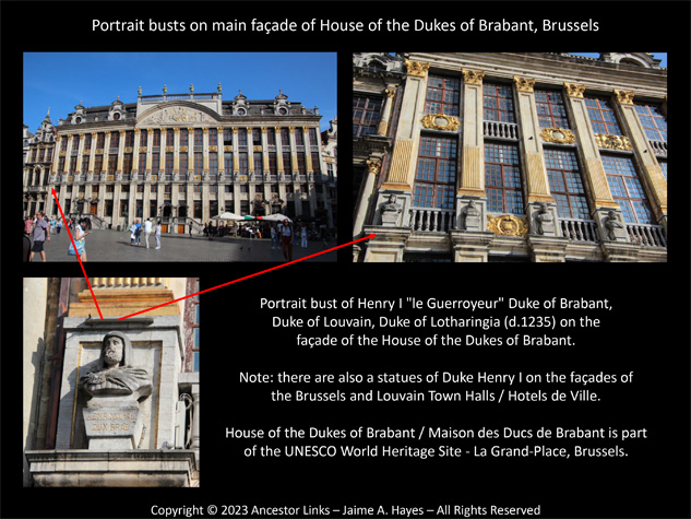 Portrait busts on main façade of House of the Dukes of
          Brabant, Brussels