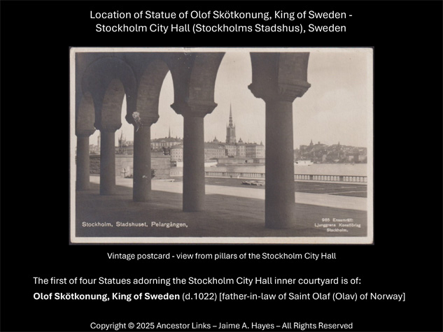 Location of Statue of Olof Skötkonung, King of Sweden -
          Stockholm City Hall