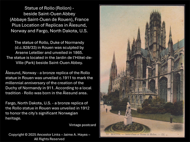 Statue of Rollo (Rollon) - beside Saint-Ouen Abbey,
          France