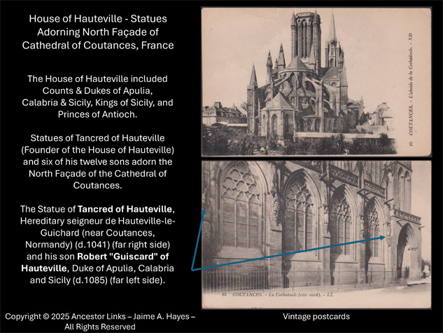 Statues Adorning North Façade of Cathedral of Coutances,
          France