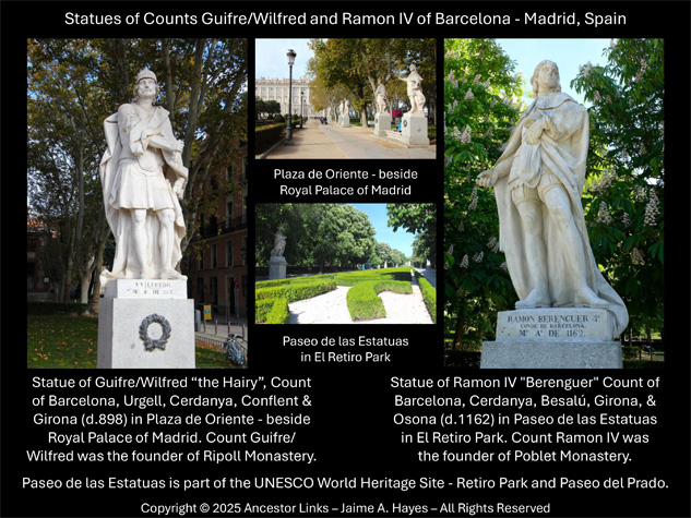 Statues of Counts Wilfred and Ramon IV of Barcelona -
          Madrid, Spain